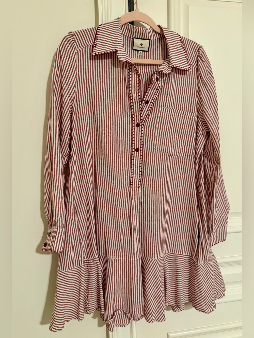 TUCKERNUCK
Red Stripe Linen Whipstitch Callahan Dress